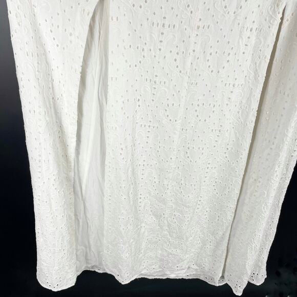 LPA Gabriella Eyelet Maxi Dress Ivory White V-Neck Side Slits Sleeveless Sz M - Picture 10 of 13
